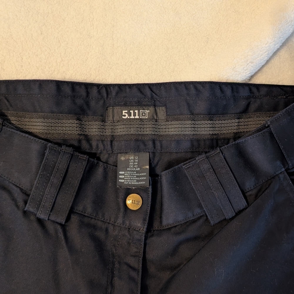 W's 5.11 Tactical Black Pants And Belt, Size 12